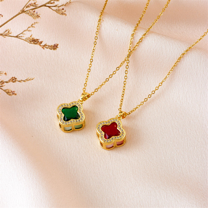 Wholesale Titanium steel clover necklace