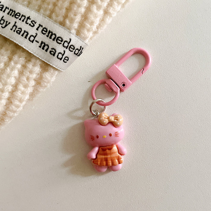 Wholesale Cute plaid skirt keychain pendant cartoon backpack hanging accessory with accessories