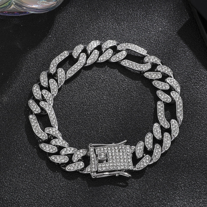 Wholesale Alloy Heavy Industry Full Diamond Cuban Chain Diamond Set Necklace