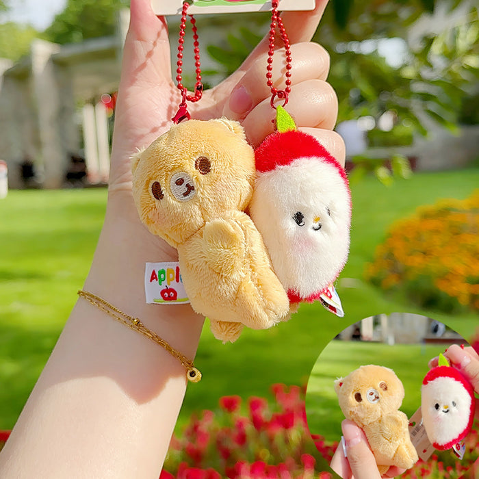 Wholesale Half Apple Plush Pendant Couple Keychain
