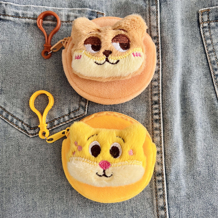 Wholesale Cute Cartoon Plush Portable Round Wallet