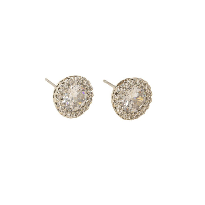 Wholesale Full Diamond Inlaid Three-Dimensional Zircon Stud Earrings Round Earrings