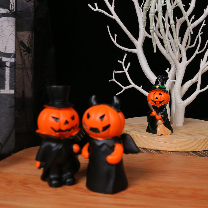 Wholesale  Mini Pumpkin Little Devil Gentleman Doll suit Home Party Desktop Resin Craft Ornaments