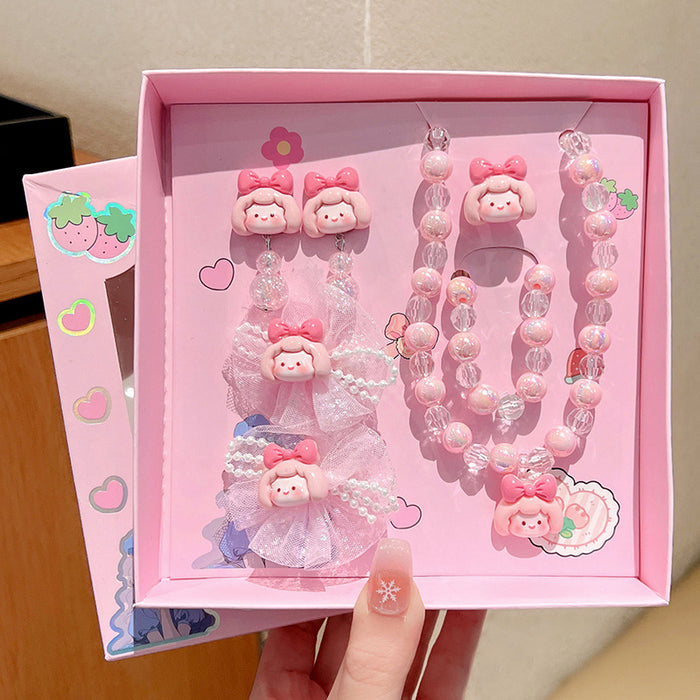 Wholesale Children's Sanrio Jewelry Gift Box Set Little Girl Necklace Ring Baby Hair Accessories Earrings Girls Hairpin Accessories JDC-NE-Zaix001