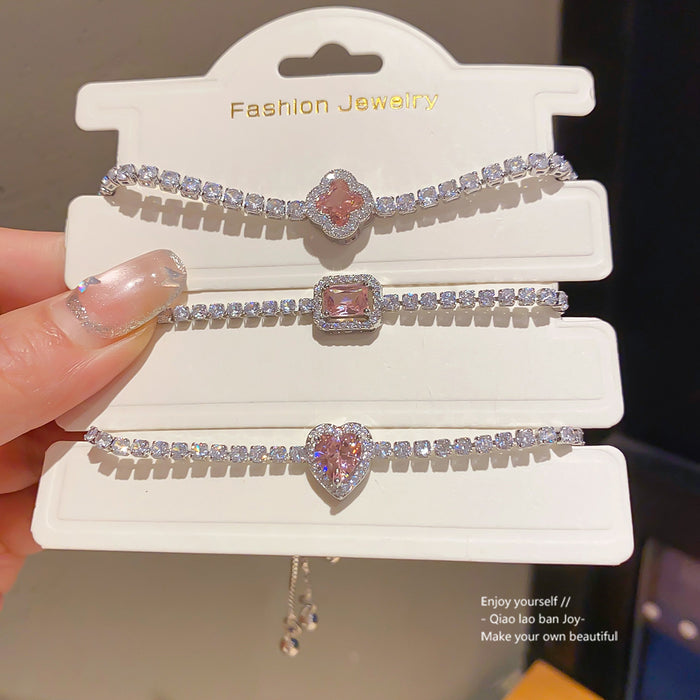 Wholesale Flower Heart Zircon Bracelet Trendy Modern Women Jewelry Accessory