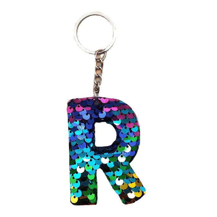 Wholesale Colorful sequin keychain pendant with letters, car luggage accessories