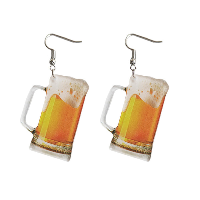 Wholesale 2pcs Transparent Acrylic Beer Red Wine Whiskey Earrings JDC-ES-HeYi111