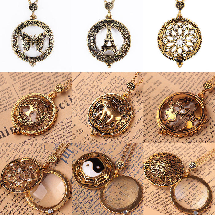 Wholesale Fashion personality magnifying glass necklace creative retro animal pendant jewelry