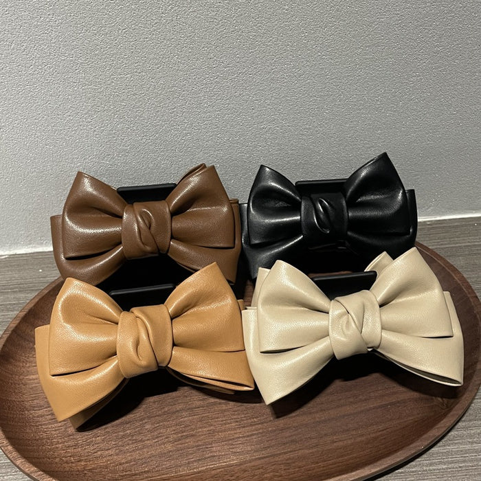 Wholesale Leather Double-sided Large Bow Hair Clip JDC-HC-QZ010