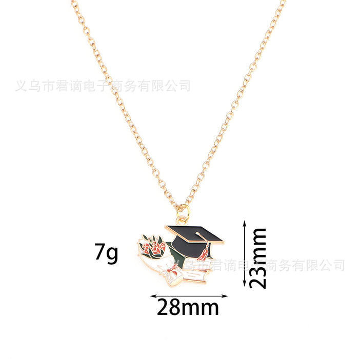 Wholesale jewelry bachelor hat necklace alloy oil drop niche clavicle chain