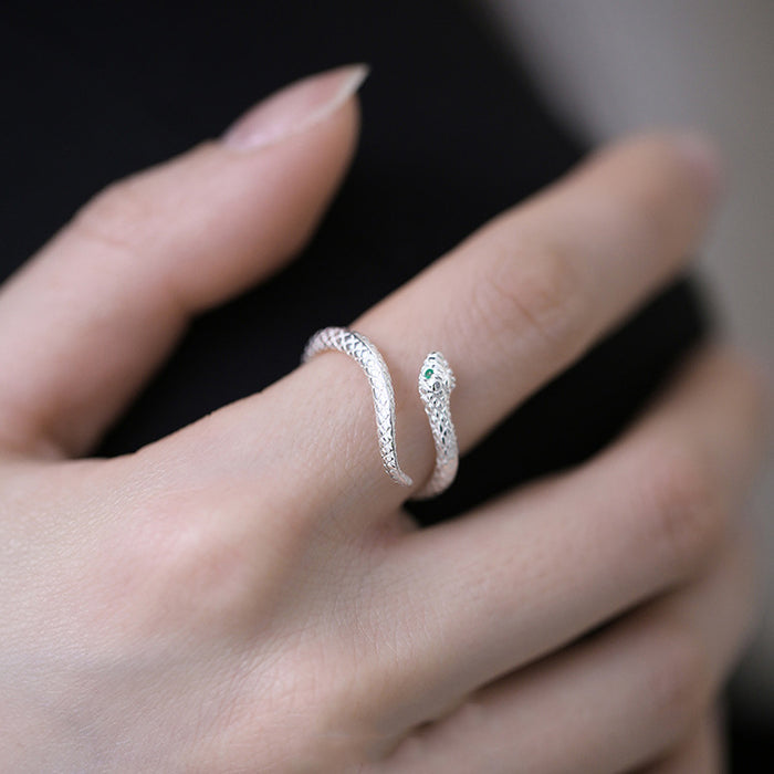 Wholesale Green-eyed snake snake ring female opening adjustable delicate ring