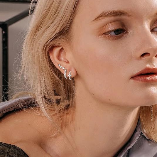 Wholesale Diamond inlaid square zircon ear buckle, light luxury, high-end, fashionable earrings, ear rings, accessories