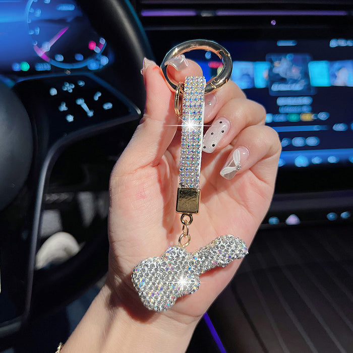 Wholesale Rhinestone Crystal Guitar Keychain Fashion Car Key Ring Pendant