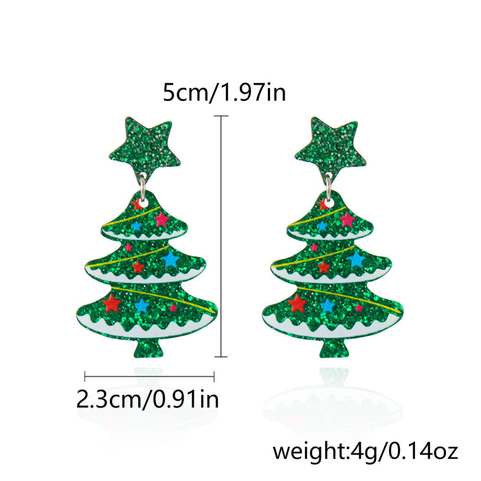 Wholesale Christmas cartoon glitter Christmas stockings Christmas gloves earrings versatile star print earrings