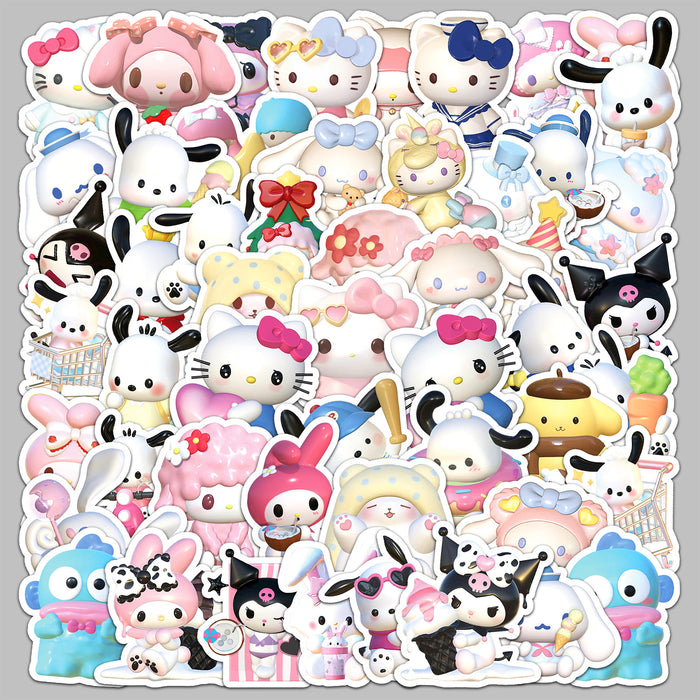 Wholesale 50pcs cartoon cute cat phone case stickers