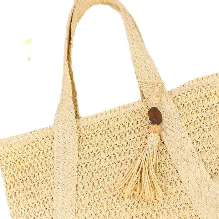 Wholesale Woven Bag with Tassels, Versatile Large-Capacity Woven Straw Bag