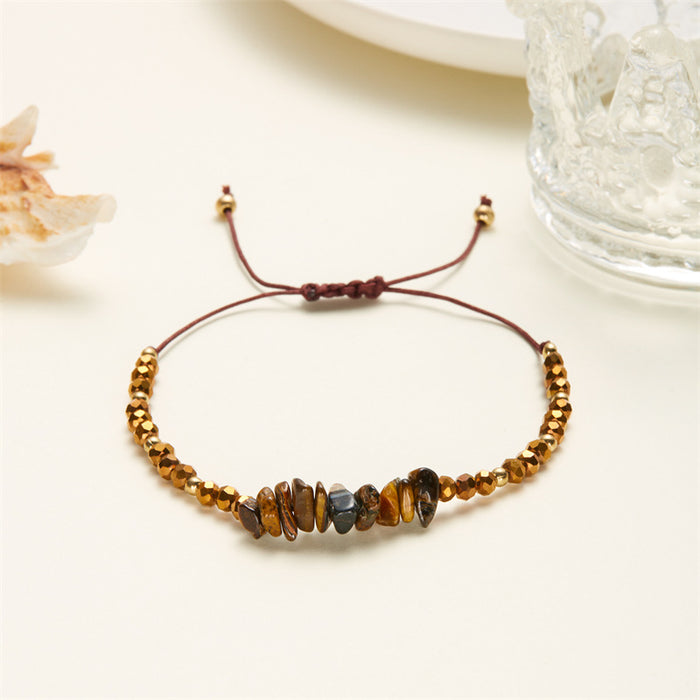 Wholesale hand-woven holiday style gravel beaded personality irregular stone woven adjustable bracelet