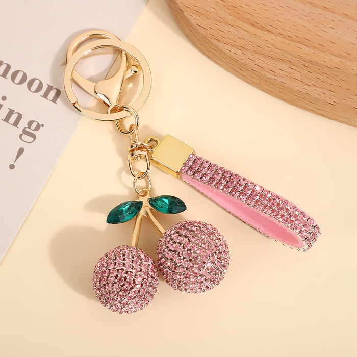 Wholesale Modern minimalist cherry keychain with diamonds
