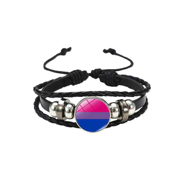Wholesale Rainbow Flag &  Genderfluid Gemstone Hand-Woven Bracelet