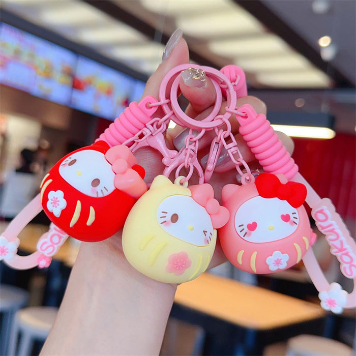 Wholesale PVC Cute cartoon creative keychain with cherry blossom pattern