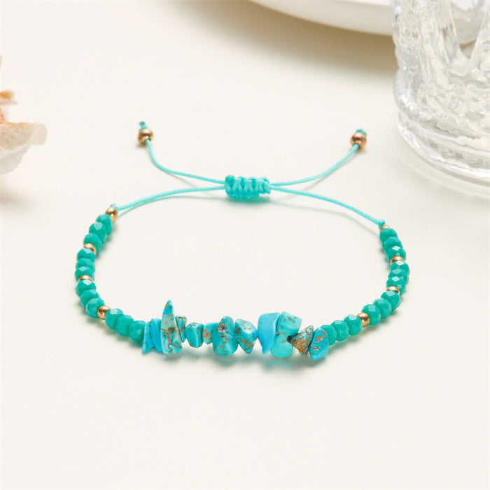 Wholesale hand-woven holiday style gravel beaded personality irregular stone woven adjustable bracelet