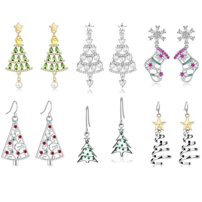 Wholesale Christmas Tree Five-Pointed Star Earring Sweet and Gentle Christmas Earrings