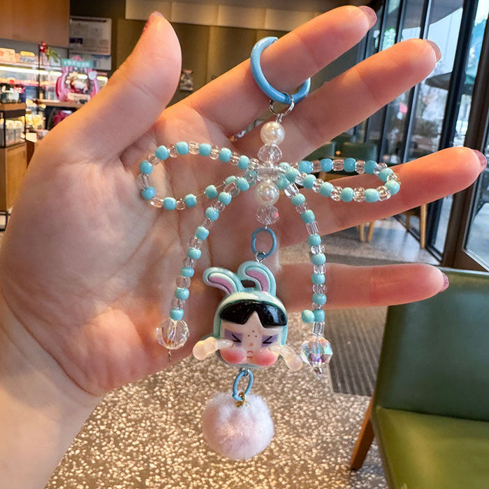Wholesale Cartoon Doll Bowknot Beaded Keychain