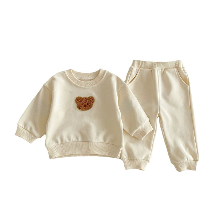 Wholesale Long-sleeved Bear Pullover Sweatshirt and Sweatpants Children's Suit JDC-CTS-WeiNiS006