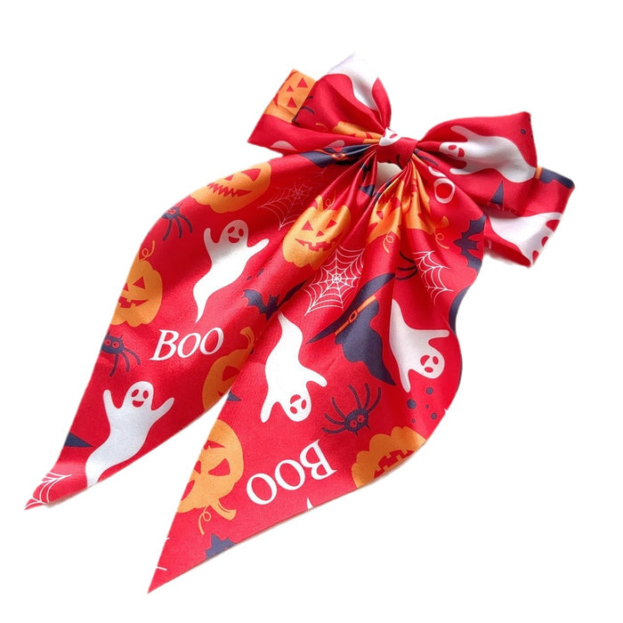 Wholesale  Hair Accessories Ghost  Web Streamer Spring Clip Pumpkin Hair Clip Fabric Print Clip Party Dress up