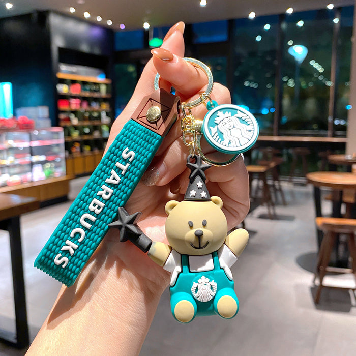 Wholesale Milk tea bear keychain pendant cute bear doll exquisite car key chain ornaments gift