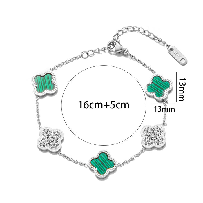Wholesale Titanium Steel Four Leaf Clover Diamond Bracelet JDC-BT-DiNai001