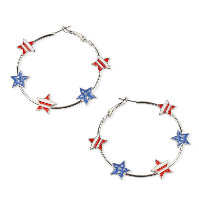 Wholesale New Five pointed Star Independence Day Flag Love Peach Heart Earrings