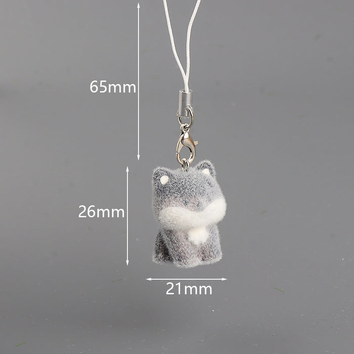 Wholesale 3D Flocked Resin Dog Pendant Mini Doll Phone Charm DIY Keychain