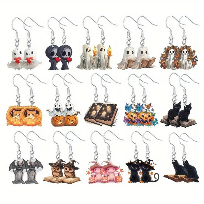 Wholesale Owl Magic Hat Cat Halloween Earrings JDC-ES-Zhanh008