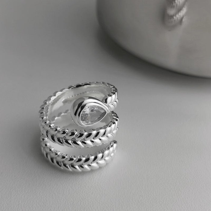 Wholesale Zircon wrapped ring with temperament, personality, wheat ear design, adjustable opening