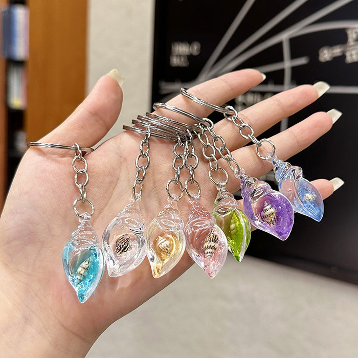 Wholesale Acrylic transparent simulation dreamy night light conch DIY couple keychain earrings bag pendant wholesale