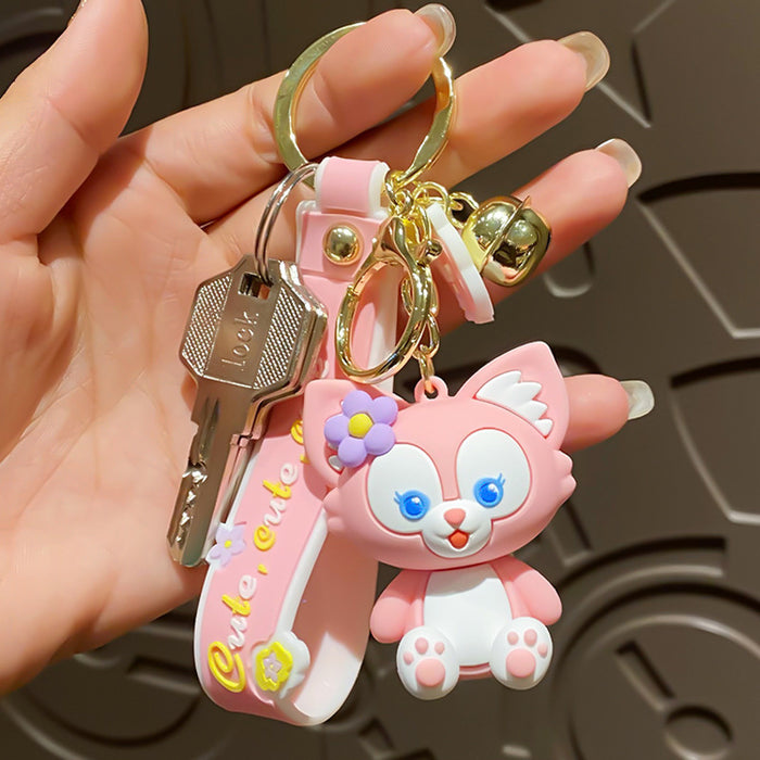 Wholesale Cartoon Cute Car Epoxy Pendant Pink Fox Couple Backpack Keychain