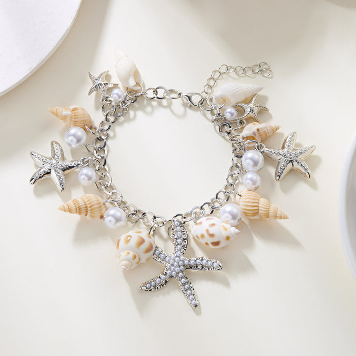 Wholesale Bohemian Sea Star Conch Pearl Necklace Exaggerated Beach Vacation New Shell Single Ring Accessories
