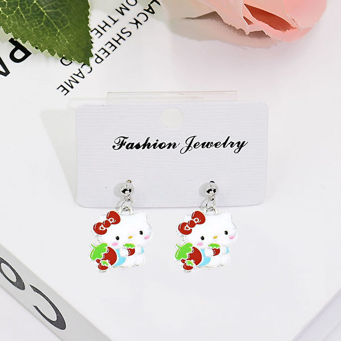 Wholesale Cute Cartoon Cat Short Earrings Metal Electroplated Fashion Jewelry Accessory for Women