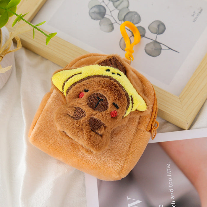 Wholesale Creative Cartoon Funny Headgear Capibala Coin Purse Student Bags Pendants Claw Machines Gifts JDC-WT-XG006