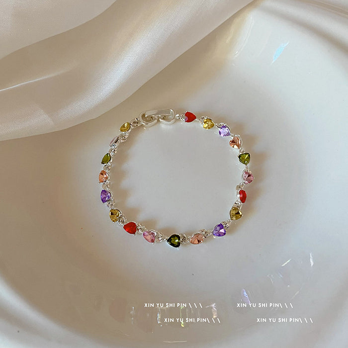 Wholesale Colorful Zircon Love Bracelet with Light Luxury and Fashionable Micro Inlaid Zircon Hand Accessories