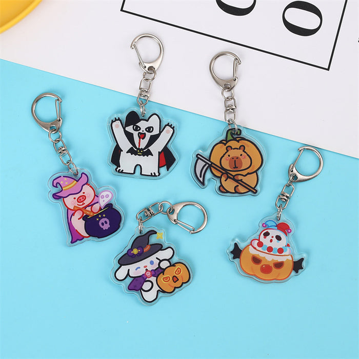 Wholesale Acrylic  Pumpkin Ghost Keychain Cute Double-sided Pendant Fashion Accessory for Gift