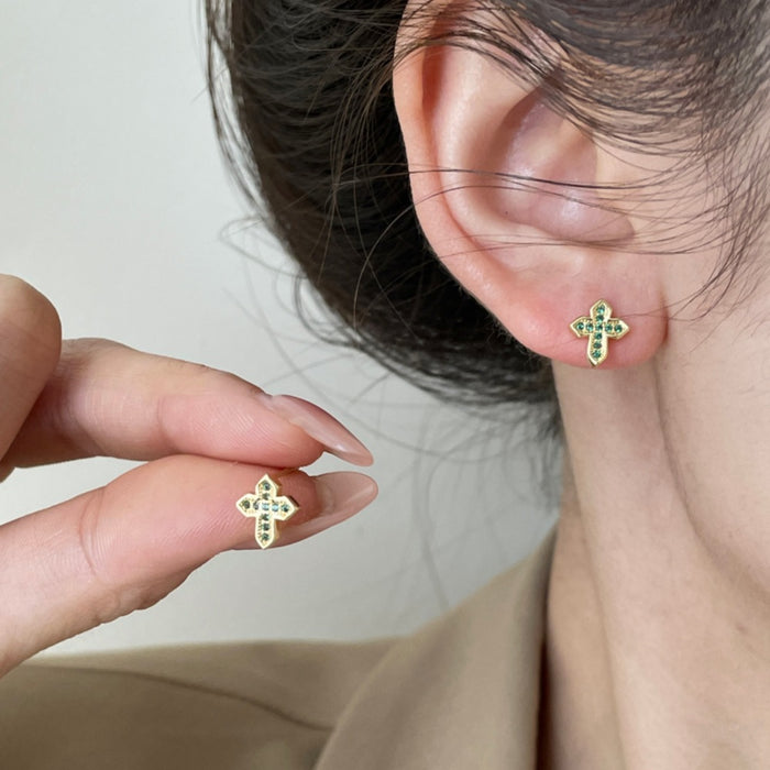 Wholesale Personalized zircon cross earrings