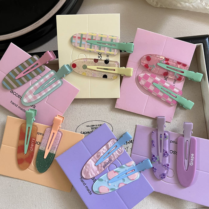 Wholesale 2 plaid hair clips, cute makeup clips, no trace clips, hair accessories