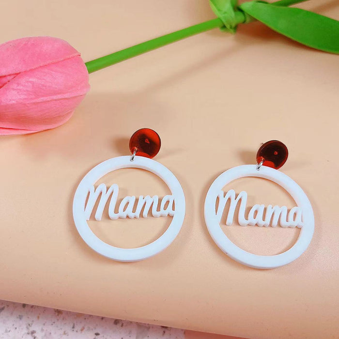 Wholesale Acrylic Mother's Day Earrings MAMA Pink Letter Earrings JDC-ES-AnDao002