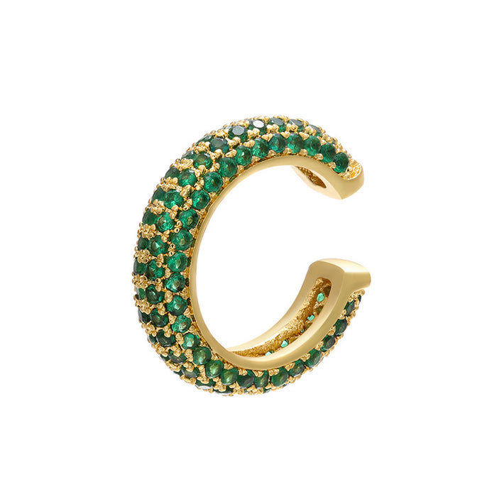 Wholesale Gold Plated Copper Ear Cuff with Colored Zircon Simple Style Fashion Accessory MOQ≥2