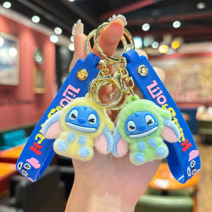 Wholesale Cartoon flocking  keychain student bag keychain car keychain couple pendant