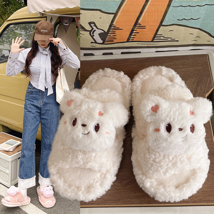 Wholesale Cotton Cartoon Cute Flat Furry Slippers JDC-SP-Lians005