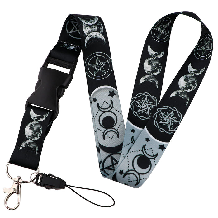 Wholesale Moon-shaped buckle phone lanyard Keychain  with cute card holder