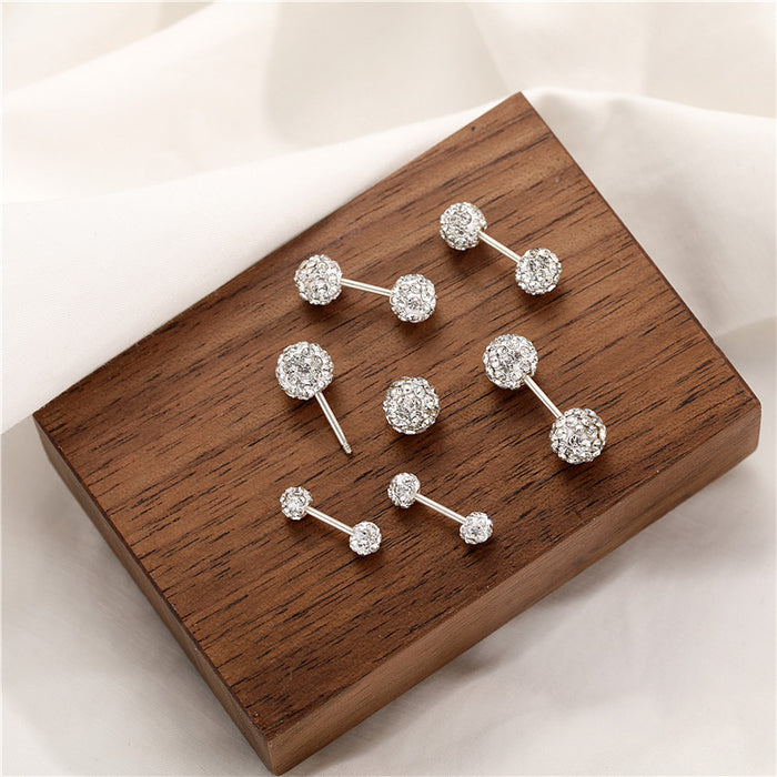 Wholesale Silver sparkling diamond ball with hanging earrings, simple and niche design, exquisite ear bone studs and earrings